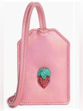 Kurt Geiger southbound Lanyard tag.  Metallic Pink Leather w/ Strawberry nib